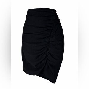 Anthropologie ruched side black Pencil skirt slightly asymmetrical size medium